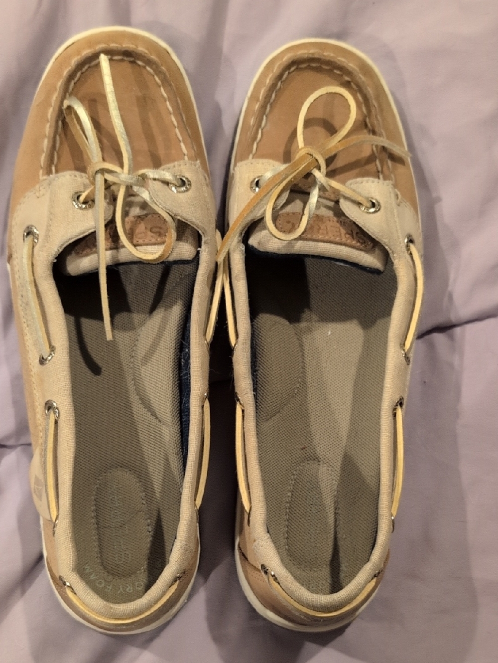 Sperry Beige Tan Boat Shoes